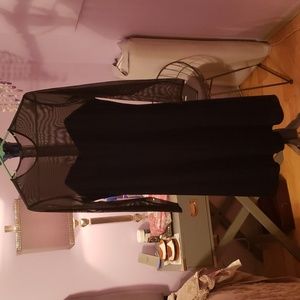 Black velvet dress with sheer top and long sleeves